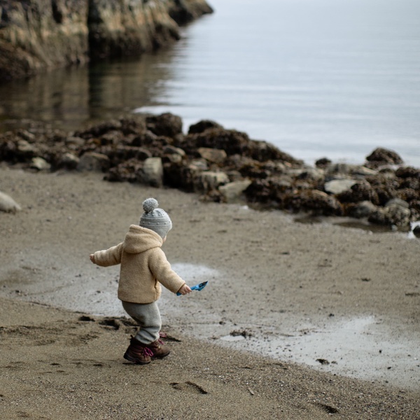 Child on beach coast