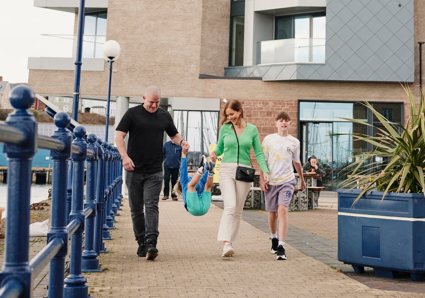 Family Outdoor Walk on the Plaza