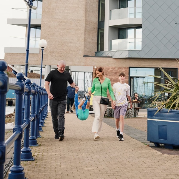 Family Outdoor Walk on the Plaza