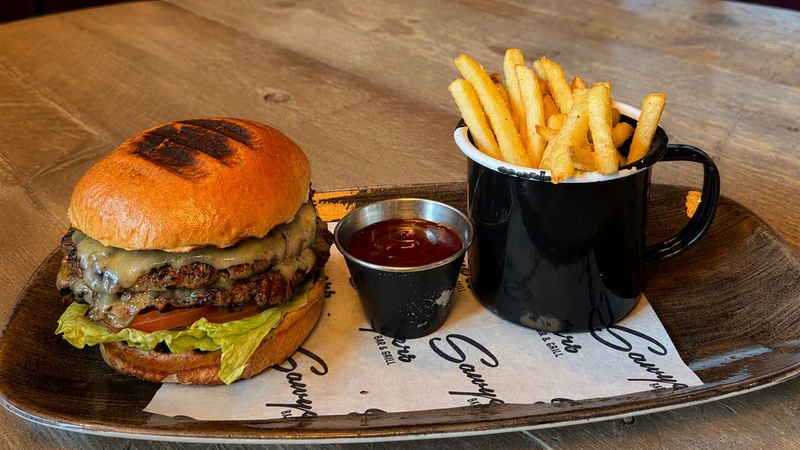 Burger at Sawyers Bar & Grill